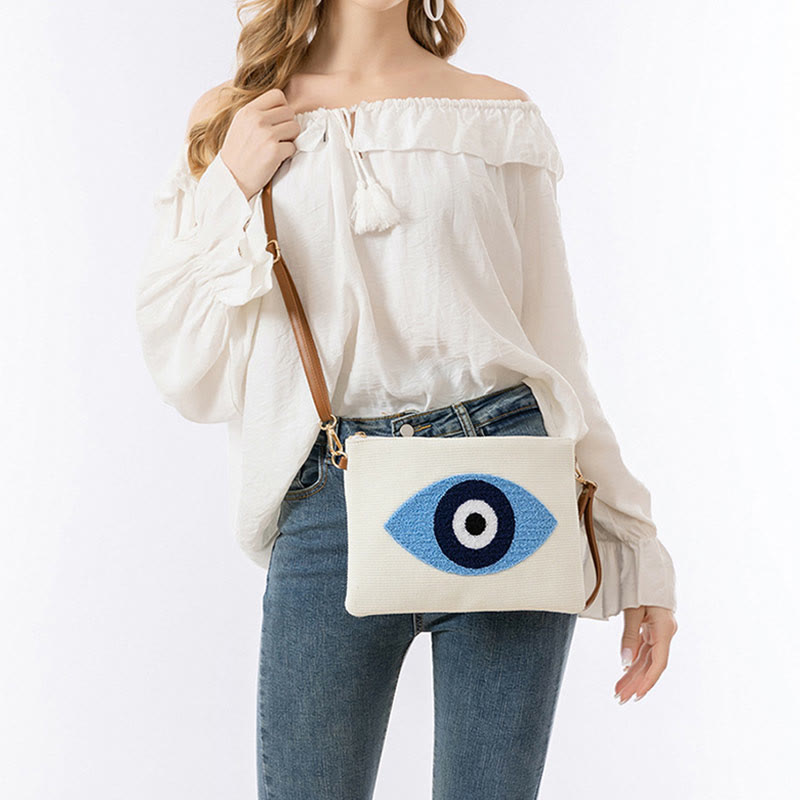 Buddha Stones Evil Eye Leaf Hamsa Canvas Crossbody Bag Shoulder Bag Handbag