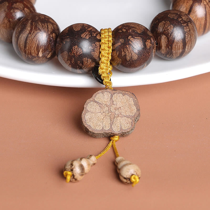 Buddha Stones Plum Blossom Wood Inner Peace Bracelet