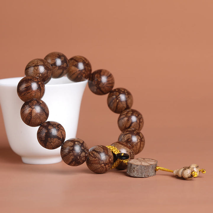 Buddha Stones Plum Blossom Wood Inner Peace Bracelet