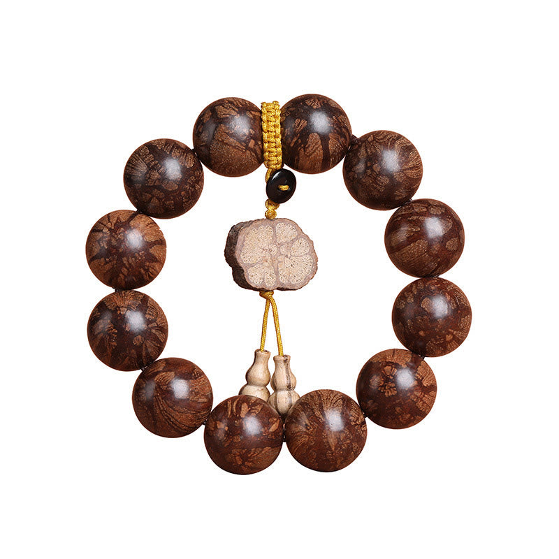 Buddha Stones Plum Blossom Wood Inner Peace Bracelet