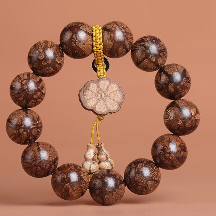 Buddha Stones Plum Blossom Wood Inner Peace Bracelet