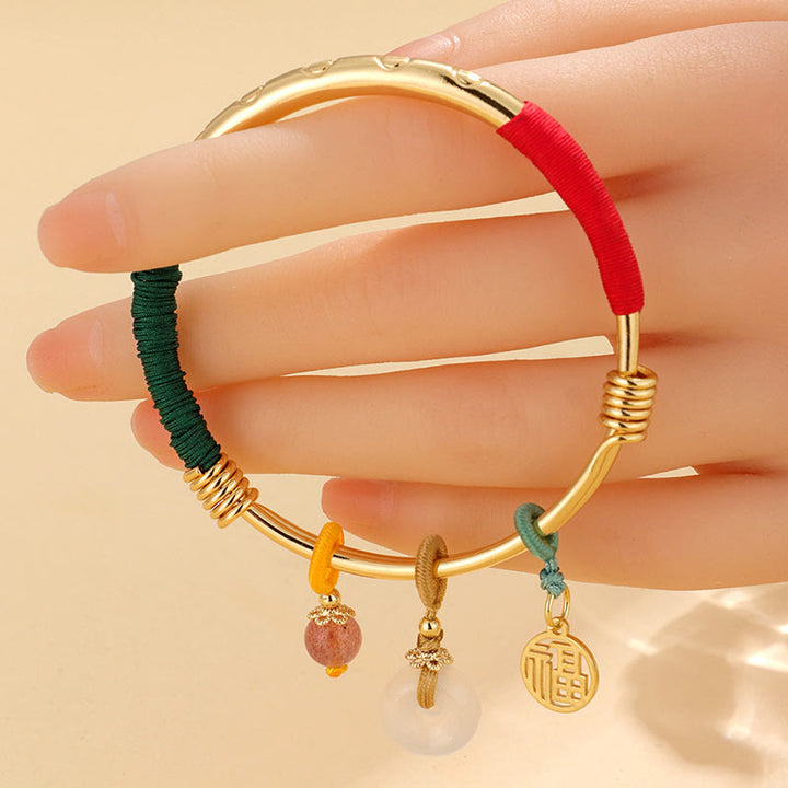 Buddha Stones Pink Crystal Peace Buckle Lucky Flower Love Bracelet Bangle - image 1