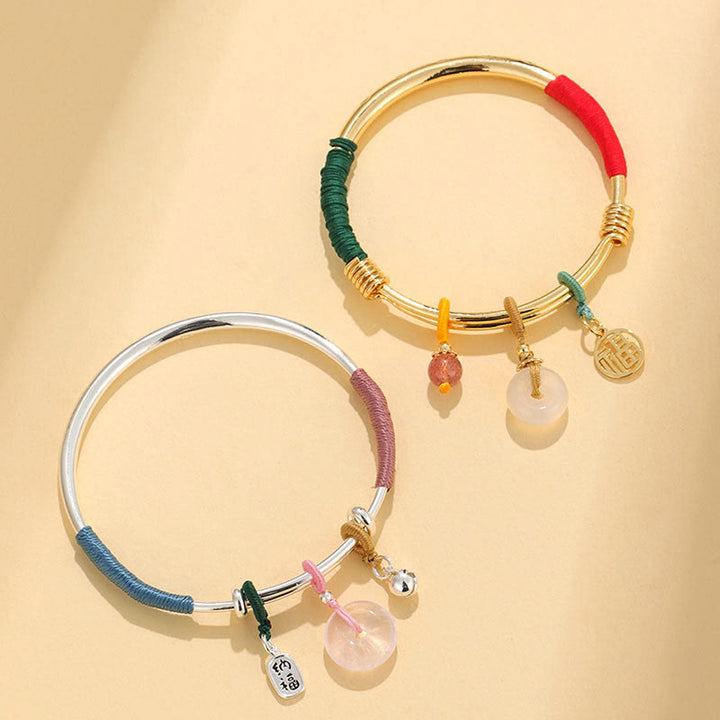 Buddha Stones Pink Crystal Peace Buckle Lucky Flower Love Bracelet Bangle - image 13