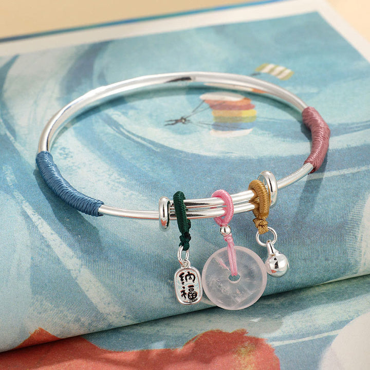 Buddha Stones Pink Crystal Peace Buckle Lucky Flower Love Bracelet Bangle - image 8