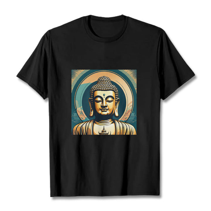 Buddha Stones Aura Golden Buddha Tee T-shirt - Black - 2XL - image 1