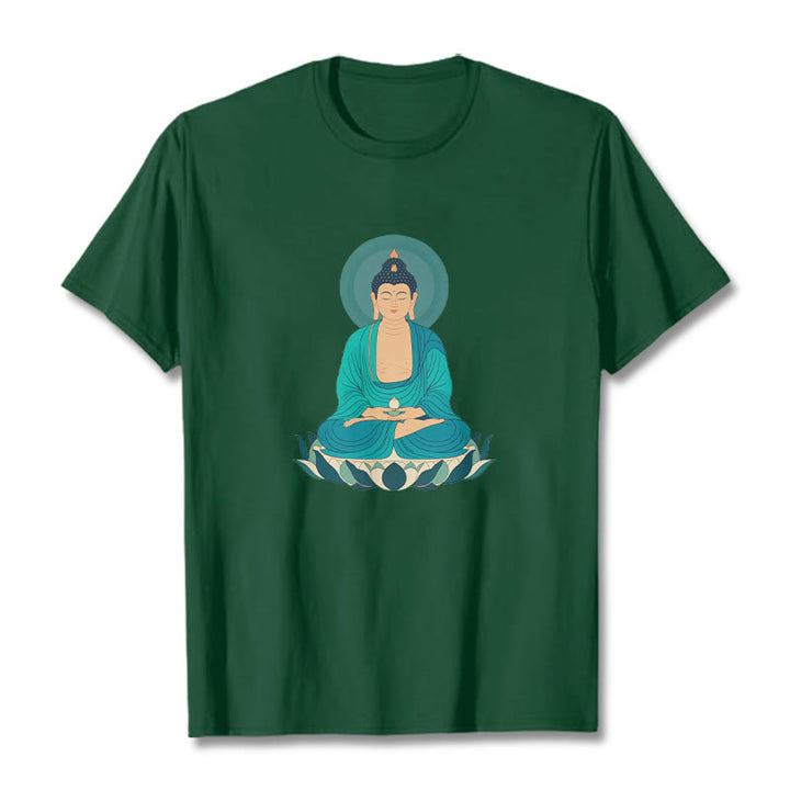 Buddha Stones Lotus Meditation Buddha Tee T-shirt - ForestGreen - 2XL - image 3