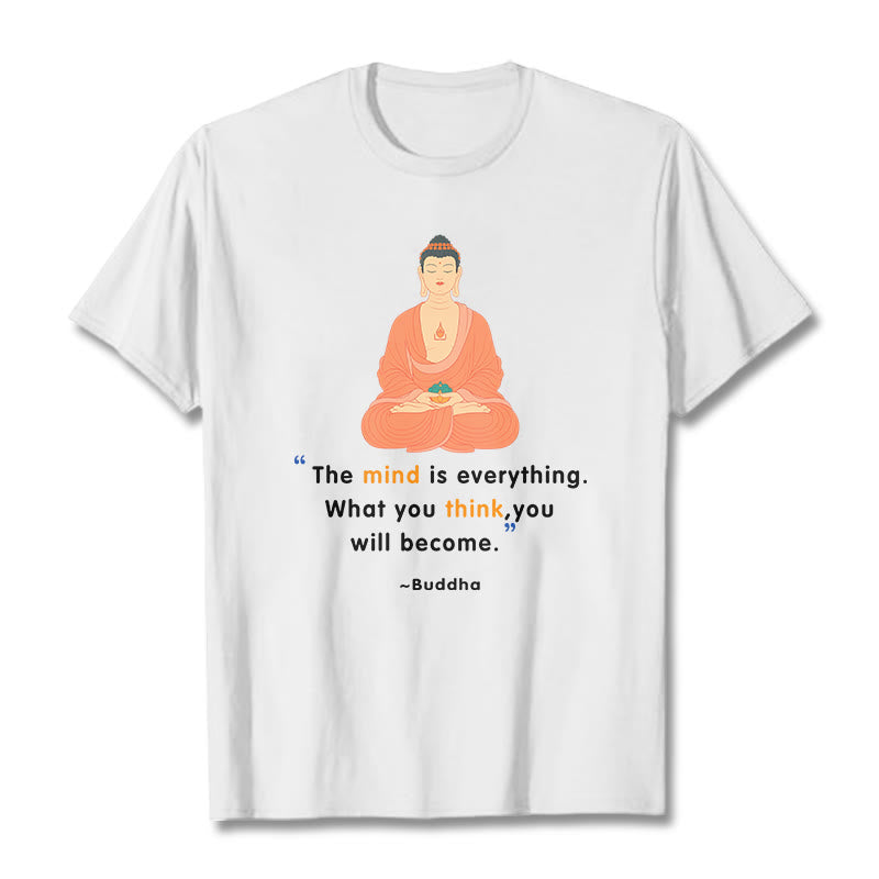 Buddha Stones The Mind Is Everything Meditation Buddha Tee T-shirt - White - 2XL - image 1