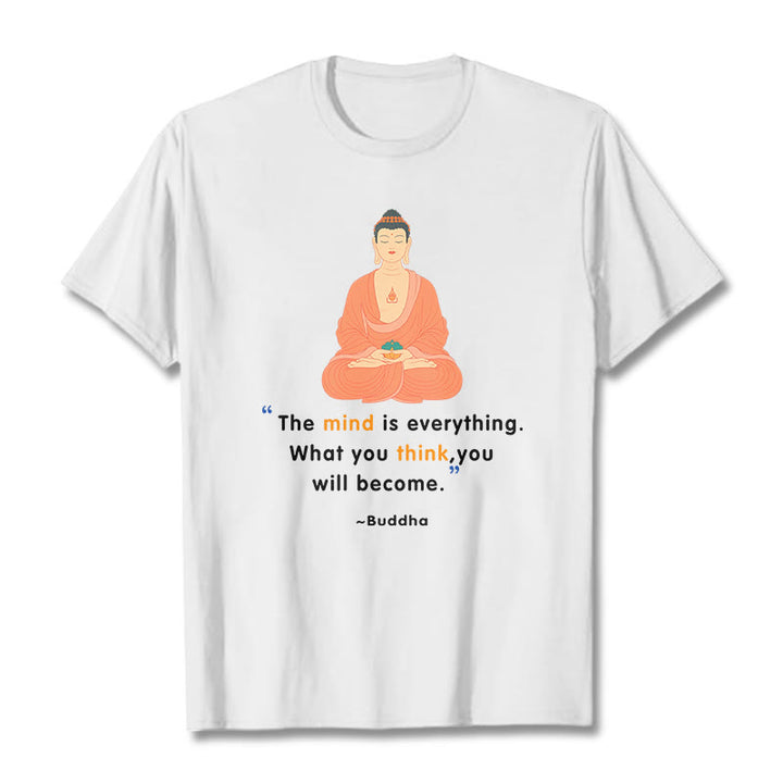 Buddha Stones The Mind Is Everything Meditation Buddha Tee T-shirt - White - 2XL - image 1