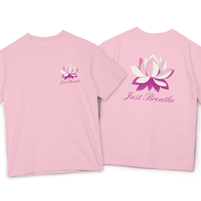 Buddha Stones Lotus Just Breathe Tee T-shirt - LightPink - 2XL - image 5