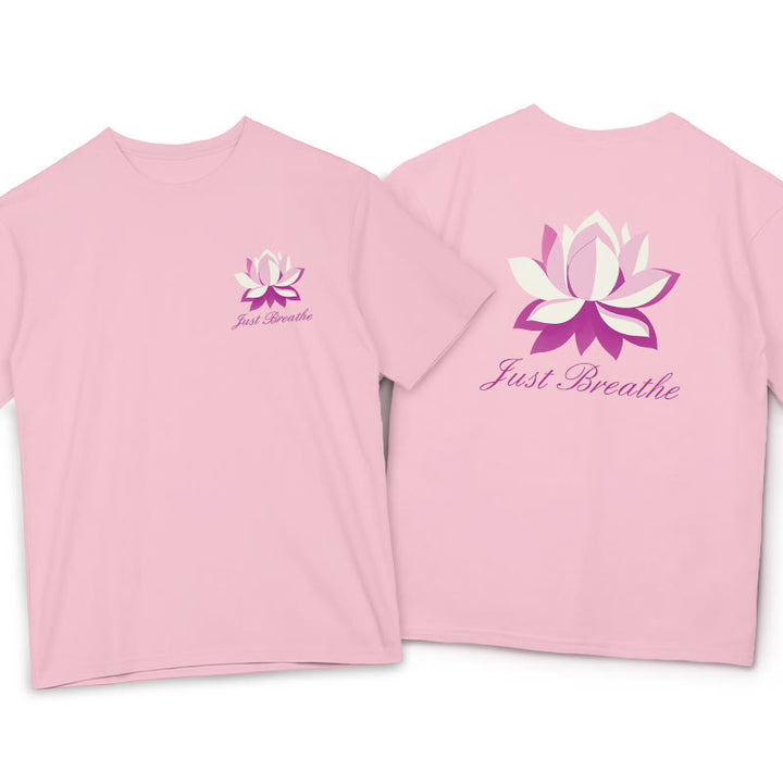 Buddha Stones Lotus Just Breathe Tee T-shirt - LightPink - 2XL - image 5
