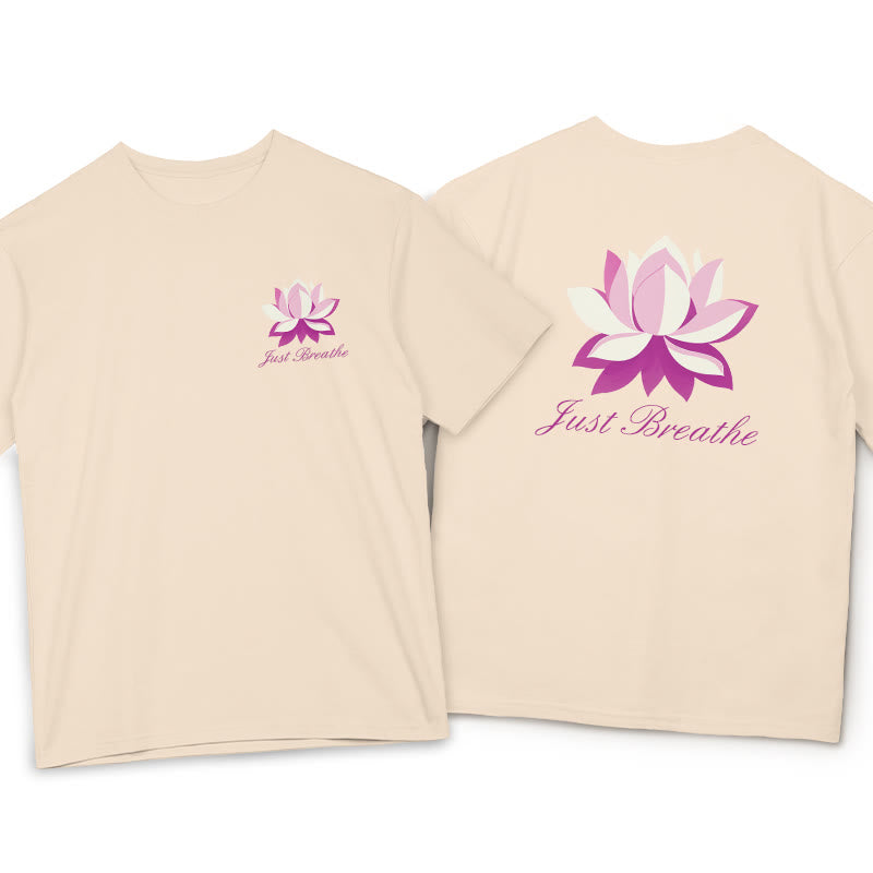 Buddha Stones Lotus Just Breathe Tee T-shirt - Bisque - 2XL - image 15
