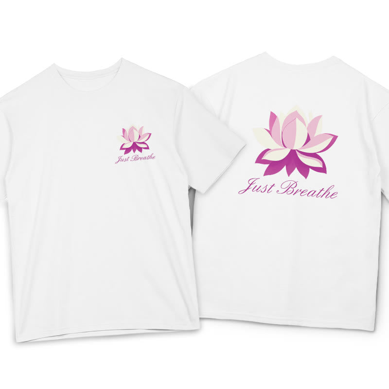 Buddha Stones Lotus Just Breathe Tee T-shirt - White - 2XL - image 11