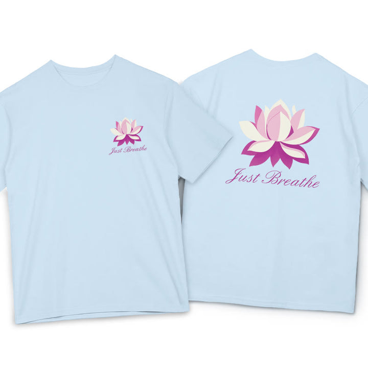 Buddha Stones Lotus Just Breathe Tee T-shirt - LightCyan - 2XL - image 9