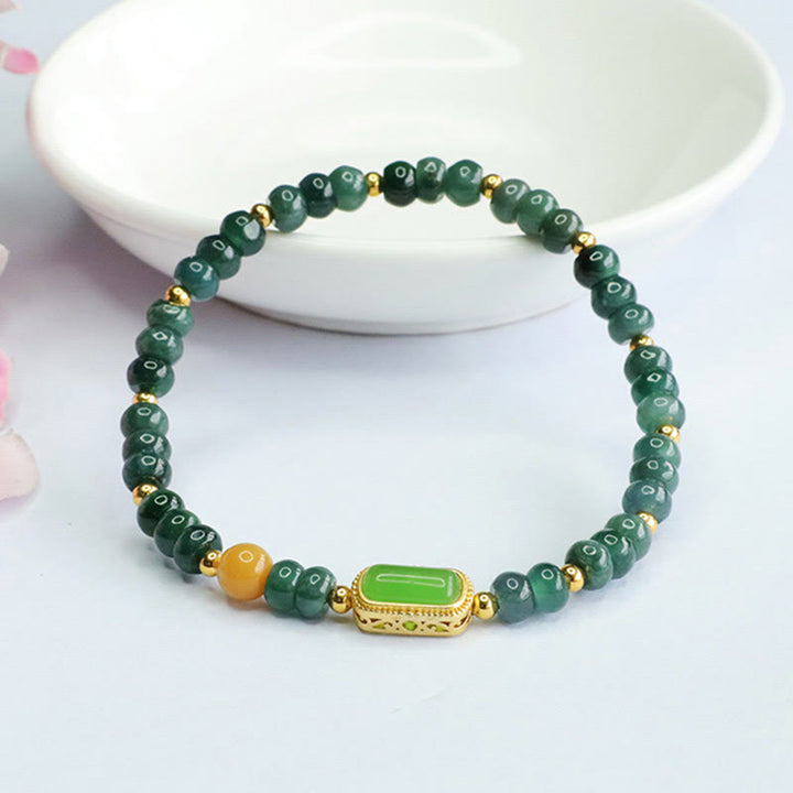 Buddha Stones Natural Green Jade Topaz Luck Bracelet