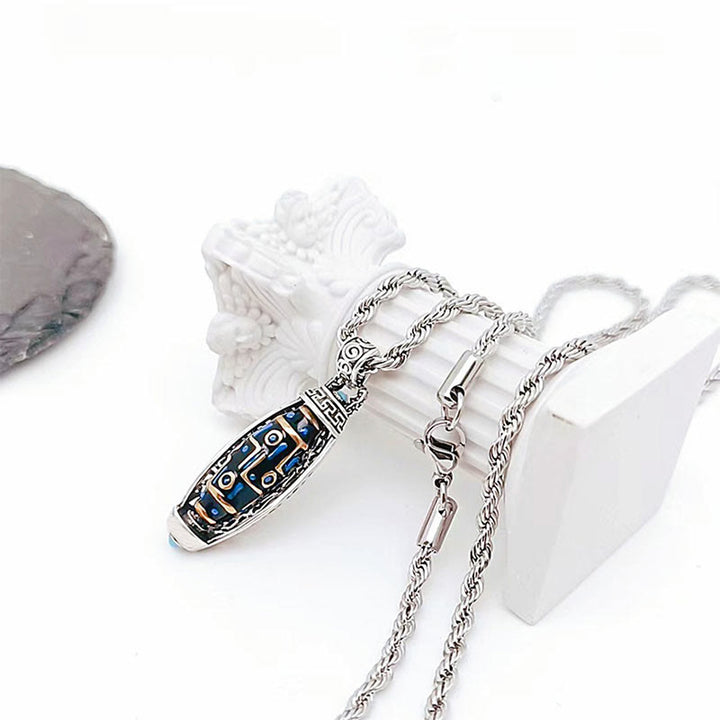 Buddha Stones Tibetan Om Mani Padme Hum Nine-Eye Dzi Bead Pattern Peace Purity Rotatable Necklace Pendant - image 8