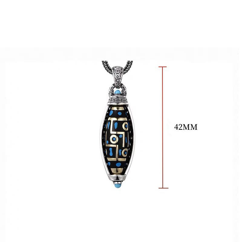Buddha Stones Tibetan Om Mani Padme Hum Nine-Eye Dzi Bead Pattern Peace Purity Rotatable Necklace Pendant - image 10