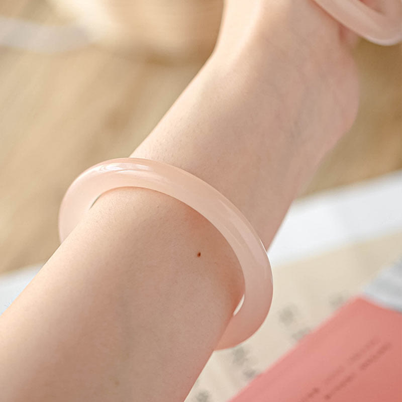 Buddha Stones Natural Dusty Rose Pink Jade Self-Love Bracelet Bangle - image 9