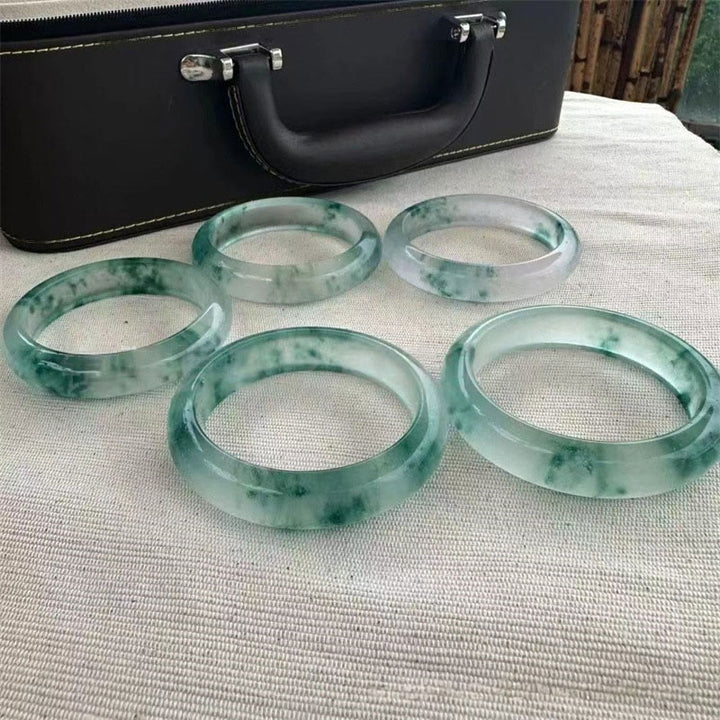 Buddha Stones Natural Jade Floating Flower Luck Bracelet Bangle - image 9