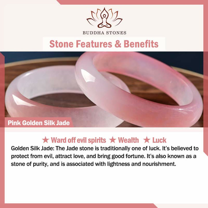 Buddha Stones Attracting Love and Protection Pink Bracelet Bangle Bundle