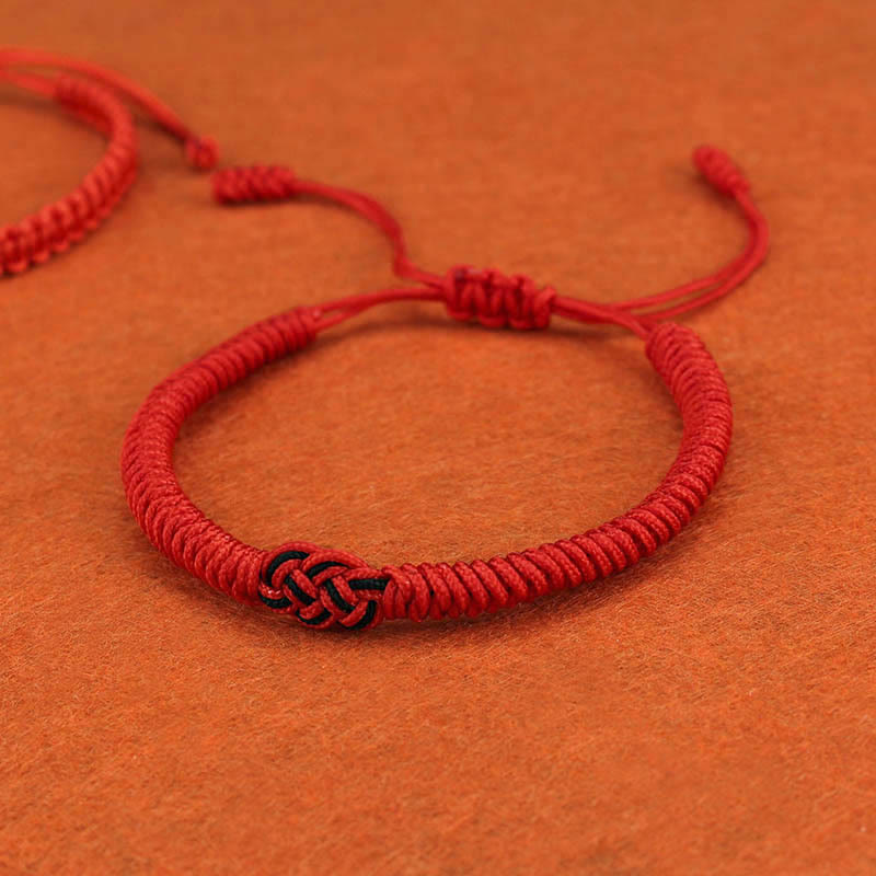 Buddha Stones 2Pcs Tibetan Luck Chinese Knot Protection String Bracelet