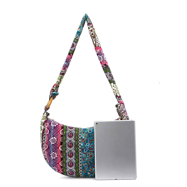 Buddha Stones Cotton Stripes Print Crossbody Bag Shoulder Bag