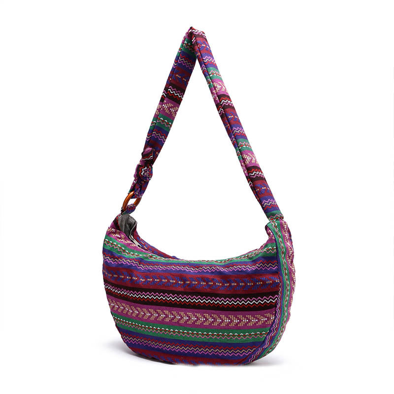 Buddha Stones Cotton Stripes Print Crossbody Bag Shoulder Bag