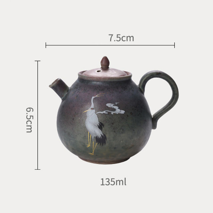 Buddha Stones White Crane Cloud Chinese Gongfu Tea Ceramic Kung Fu Teapot