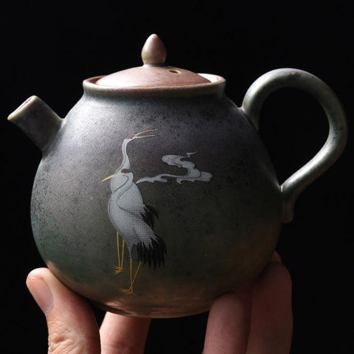 Buddha Stones White Crane Cloud Chinese Gongfu Tea Ceramic Kung Fu Teapot