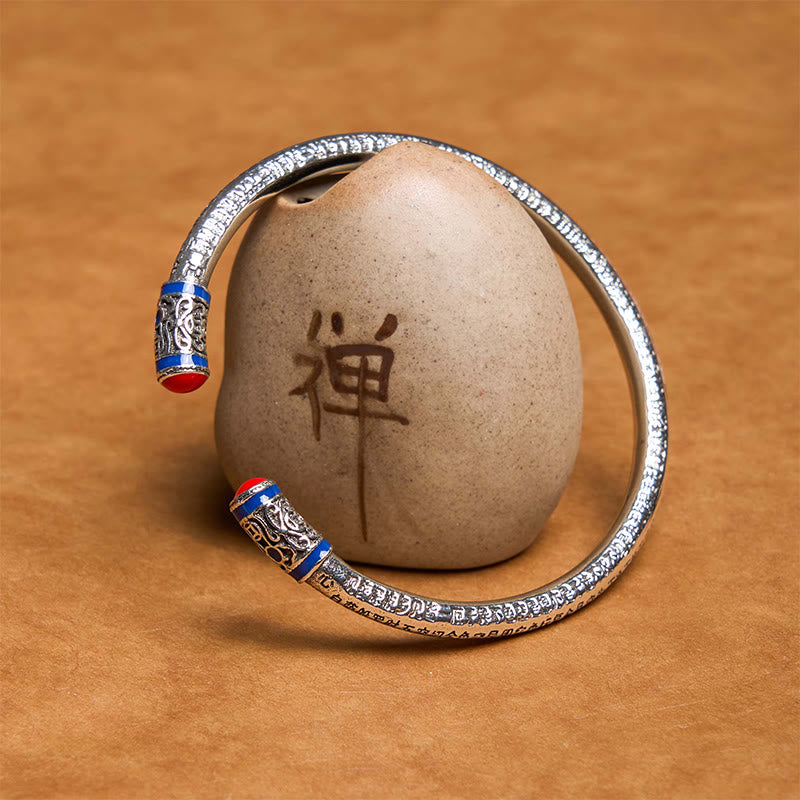 Buddha Stones Heart Sutra Carved Copper Coins Healing Bracelet Bangle - image 2