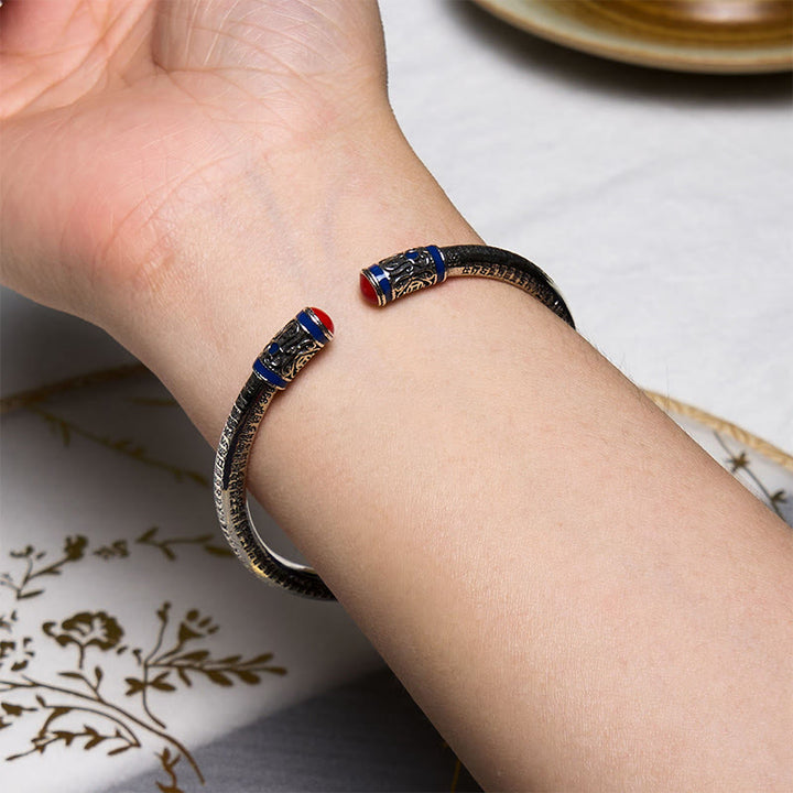 Buddha Stones Heart Sutra Carved Copper Coins Healing Bracelet Bangle - image 5