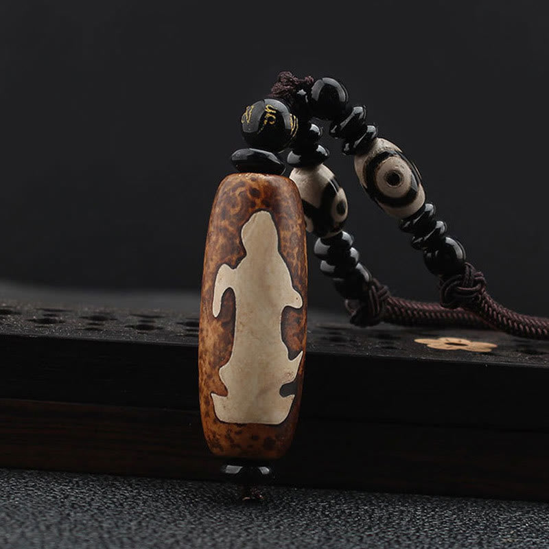 Buddha Stones Tibet Om Mani Padme Hum Dzi Bead Avalokitesvara Pattern Wealth Necklace Pendant - image 3