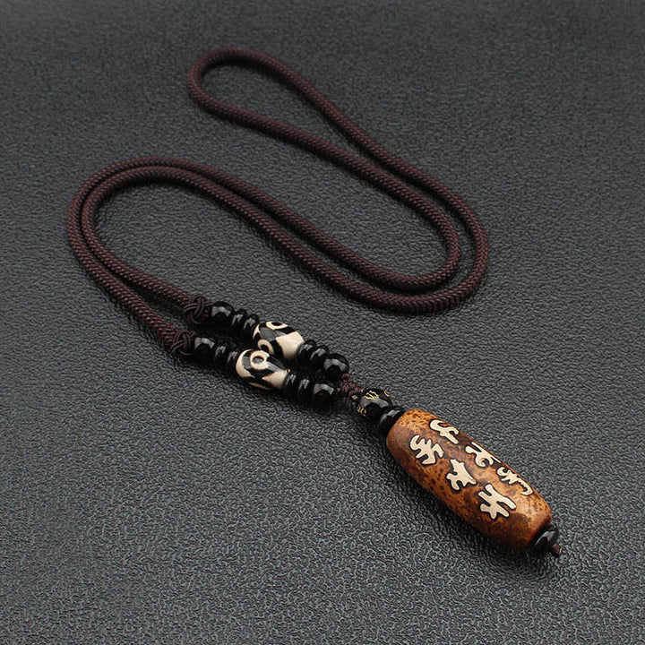 Buddha Stones Tibet Om Mani Padme Hum Dzi Bead Avalokitesvara Pattern Wealth Necklace Pendant - image 12