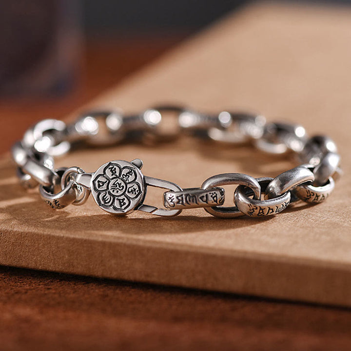 Buddha Stones 925 Sterling Silver Six True Words Wisdom Calm Bracelet - 21cm fit for Wrist Circumference 19-20cm - image 0