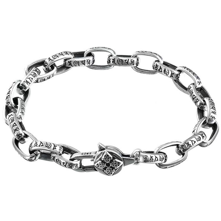 Buddha Stones 925 Sterling Silver Six True Words Wisdom Calm Bracelet