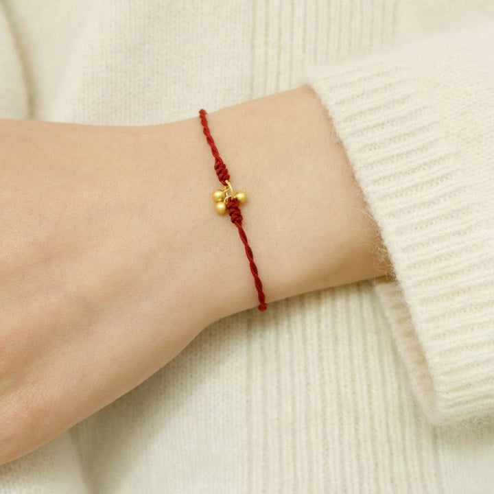 Buddha Stones 925 Sterling Silver Gold Plated Luck Red String Bracelet