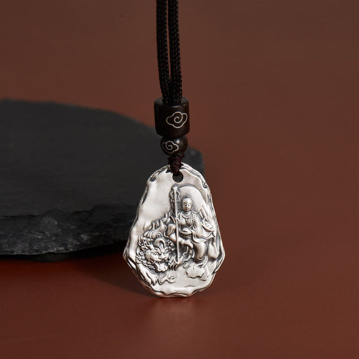 Buddha Stones 999 Sterling Silver Ksitigarbha Buddha Zakiram Goddess Necklace Pendant - Ksitigarbha Buddha - image 1