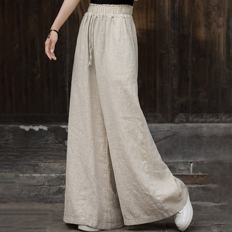 Buddha Stones Handmade Tie Dye Ramie Linen Midi Dress Wide Leg Pants With Pockets - image 21