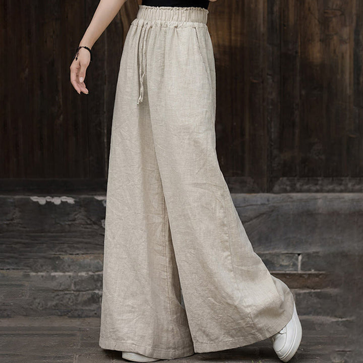 Buddha Stones Handmade Tie Dye Ramie Linen Midi Dress Wide Leg Pants With Pockets - image 21