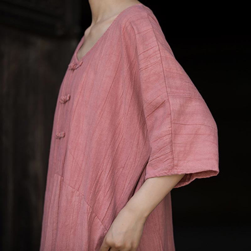 Buddha Stones Handmade Tie Dye Ramie Linen Frog-Button Midi Dress Wide Leg Pants With Pockets - image 20