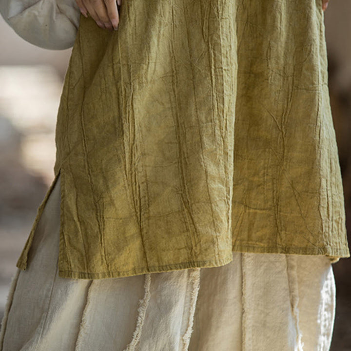 Buddha Stones Frog-Button Sleeveless Cami Midi Dress Ramie Linen Wide Leg Pants With Pockets - image 10