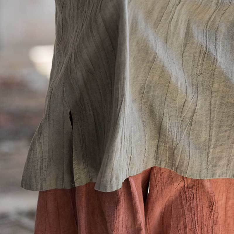 Buddha Stones Frog-Button Sleeveless Cami Midi Dress Ramie Linen Wide Leg Pants With Pockets - image 17