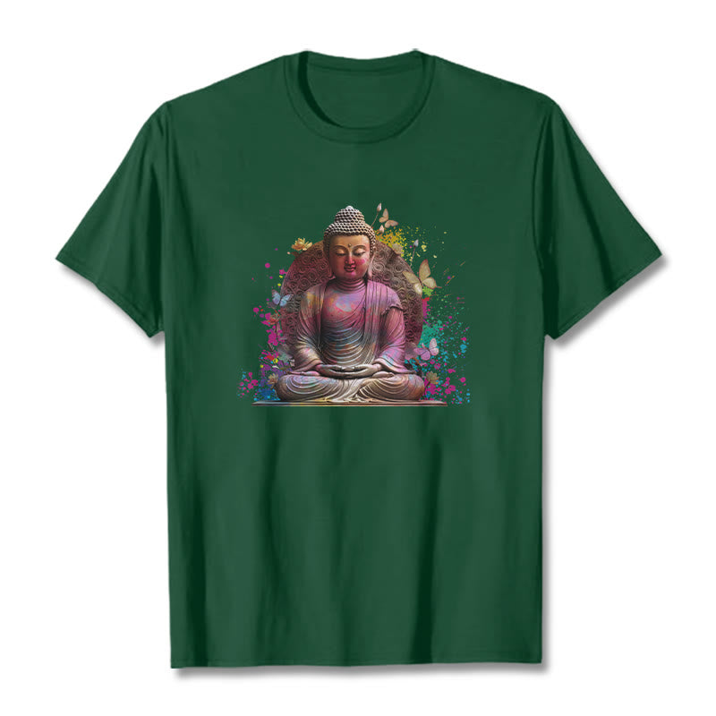 Buddha Stones Butterfly Meditation Buddha Tee T-shirt