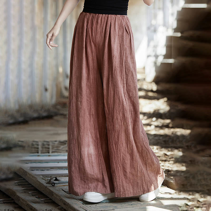 Buddha Stones Frog-Button Sleeveless Cami Midi Dress Ramie Linen Wide Leg Pants With Pockets - image 41