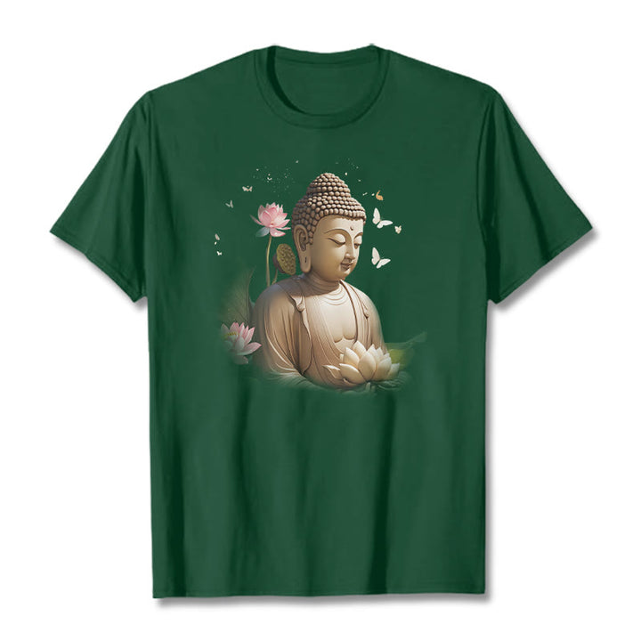 Buddha Stones Lotus Butterfly Meditation Buddha Tee T-shirt