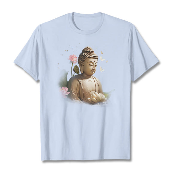 Buddha Stones Lotus Butterfly Meditation Buddha Tee T-shirt