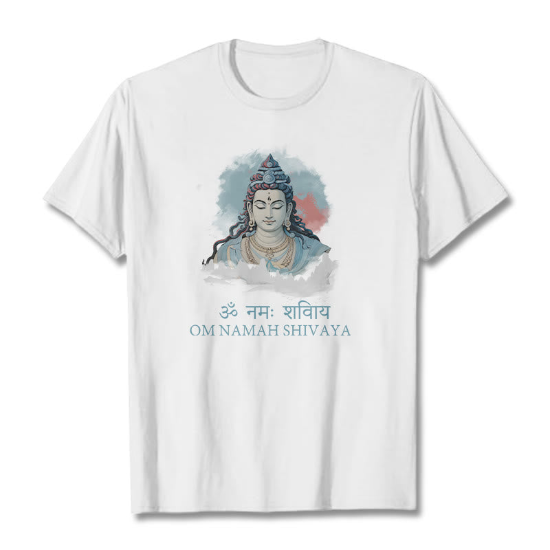 Buddha Stones Sanskrit OM NAMAH SHIVAYA Colorful Clouds Tee T-shirt - White - 2XL - image 4