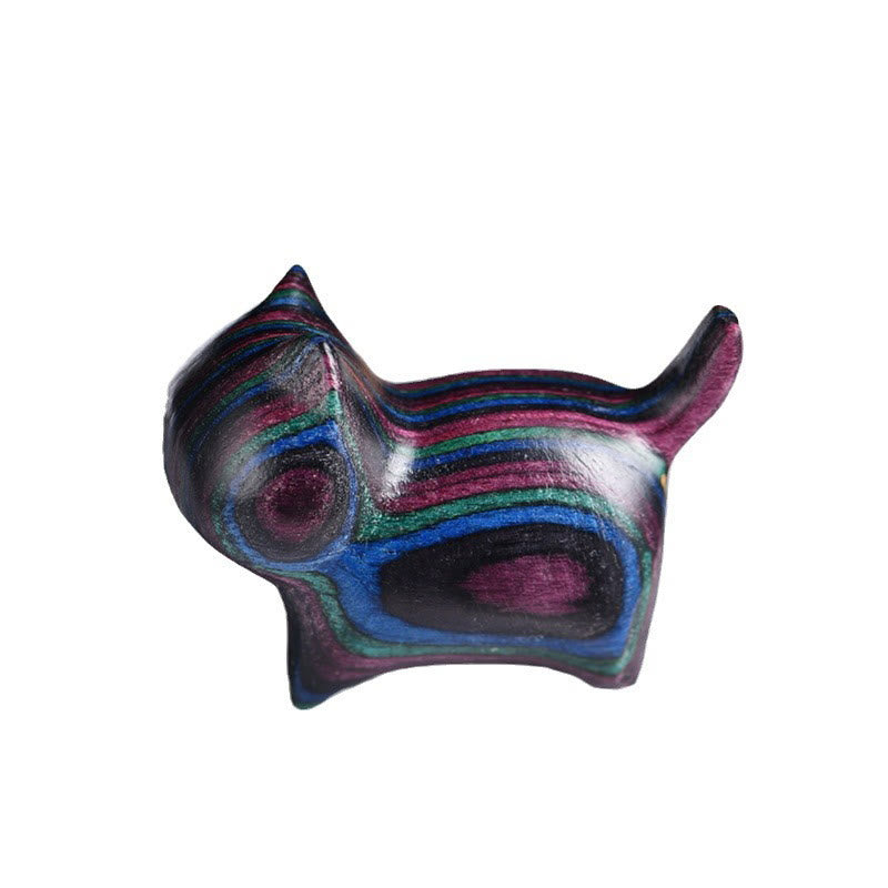 Buddha Stones Mini Cat Kitten Colorful Wooden Cute Pet Decoration - image 6