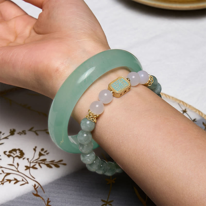 Buddha Stones Promote New Beginnings Mint Green Jade Bracelet Bangle Bundle