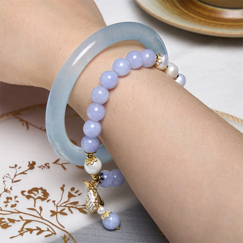 Buddha Stones Inner Peace And Stress Relief Aquamarine Jade Blue Bracelet Bangle Bundle