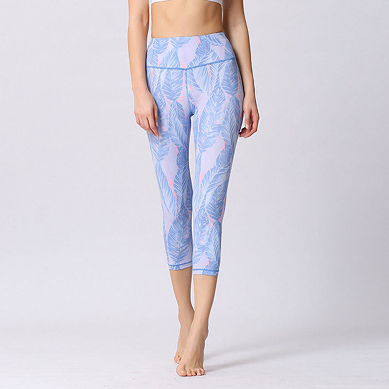 Buddha Stones Leaves Butterfly Print Sports Yoga Cropped Leggings Women's Yoga Capri Pants - image 11